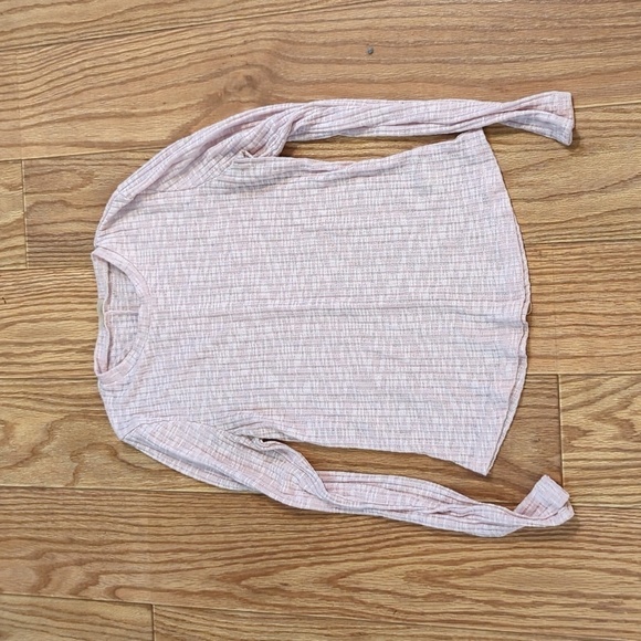 Free People Intimately Aura pink ribbed thermal-style crewneck shirt size medium - Picture 1 of 7